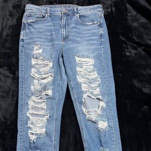 ripped mom stretchy mom jeans
